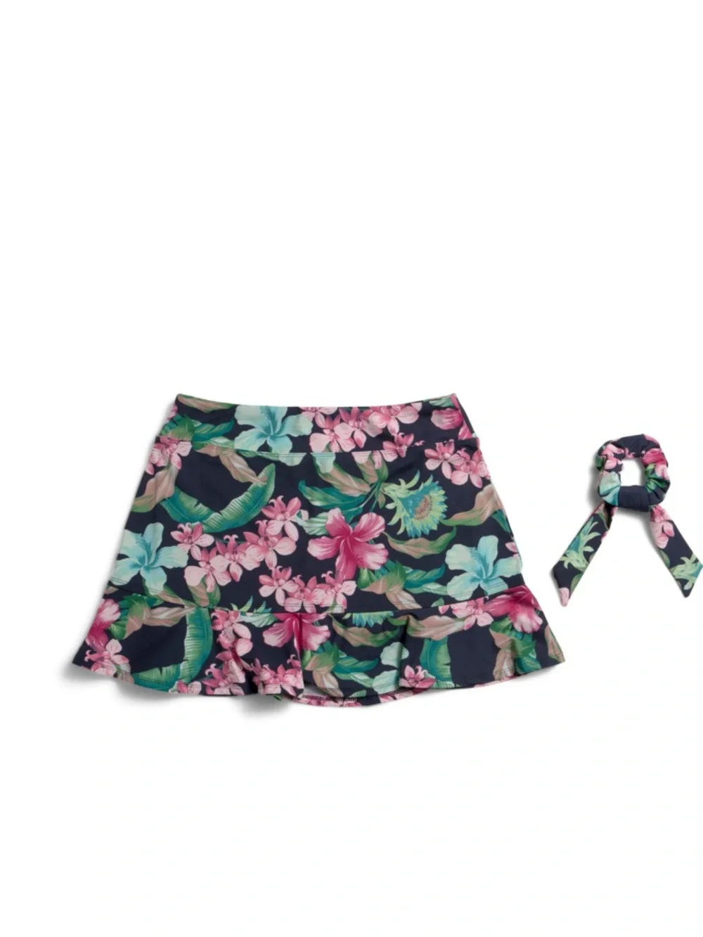 Tommy Bahama Ruffle Hem Floral Skort with Matching Scrunchie - Picture 2 of 4